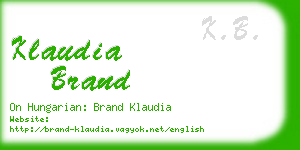 klaudia brand business card